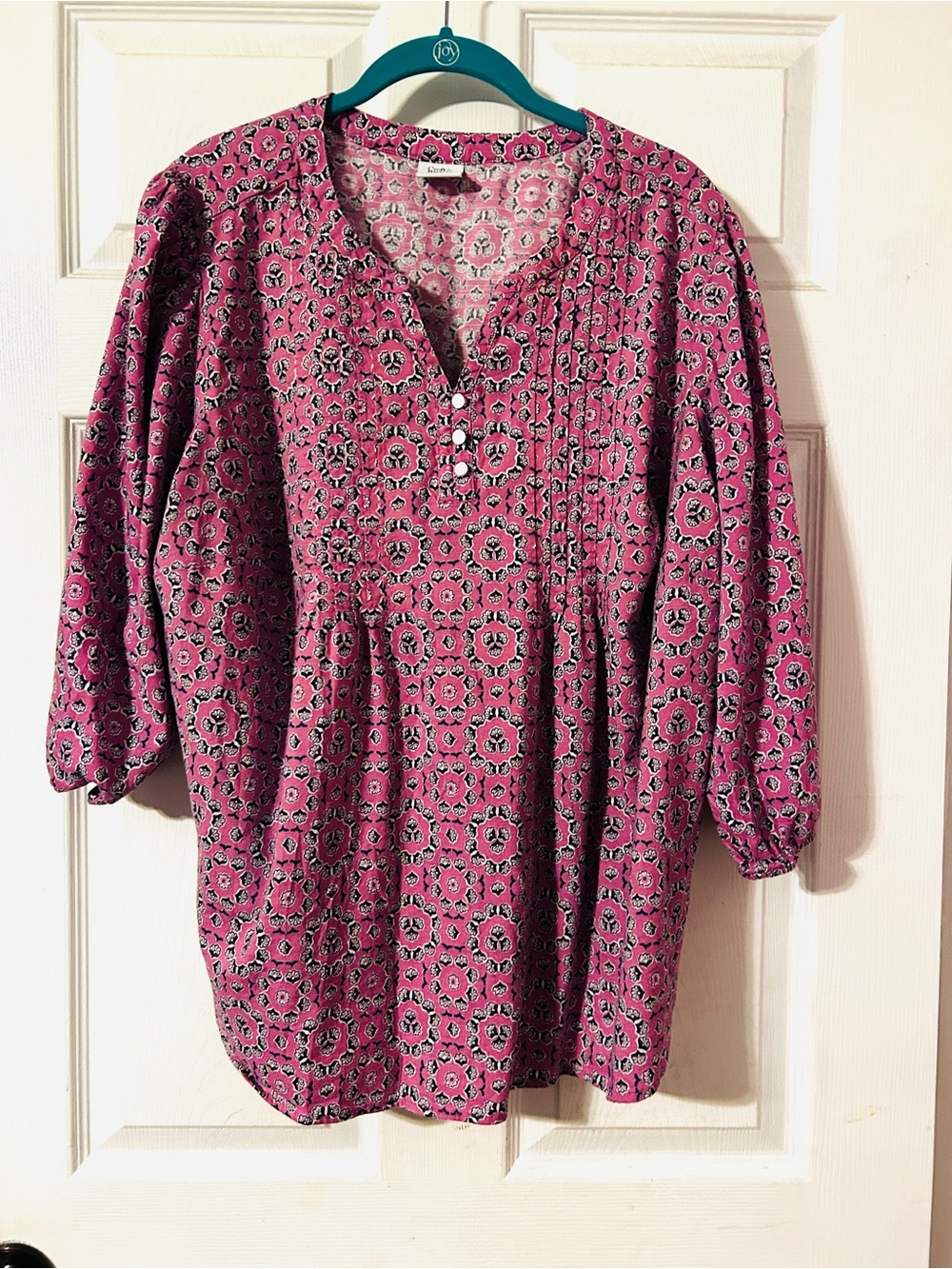croft & barrow Rose Pink Floral Pintuck Tunic